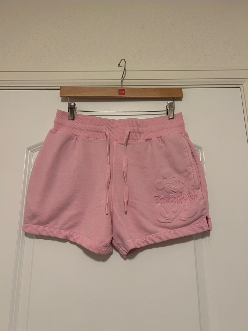 Disney Pink Embroidered Logo Drawstring Athletic Shorts Size Small